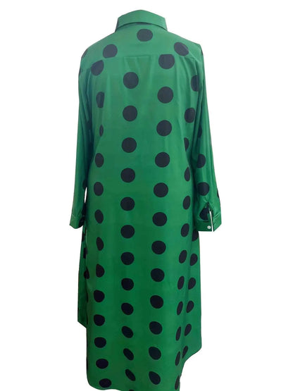 Polka Dot Midi Shirt Dress