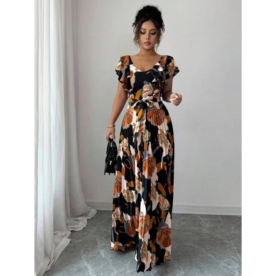 V-Neck Ruffle Elegant Dress