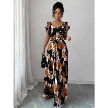 V-Neck Ruffle Elegant Dress