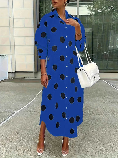 Polka Dot Midi Shirt Dress