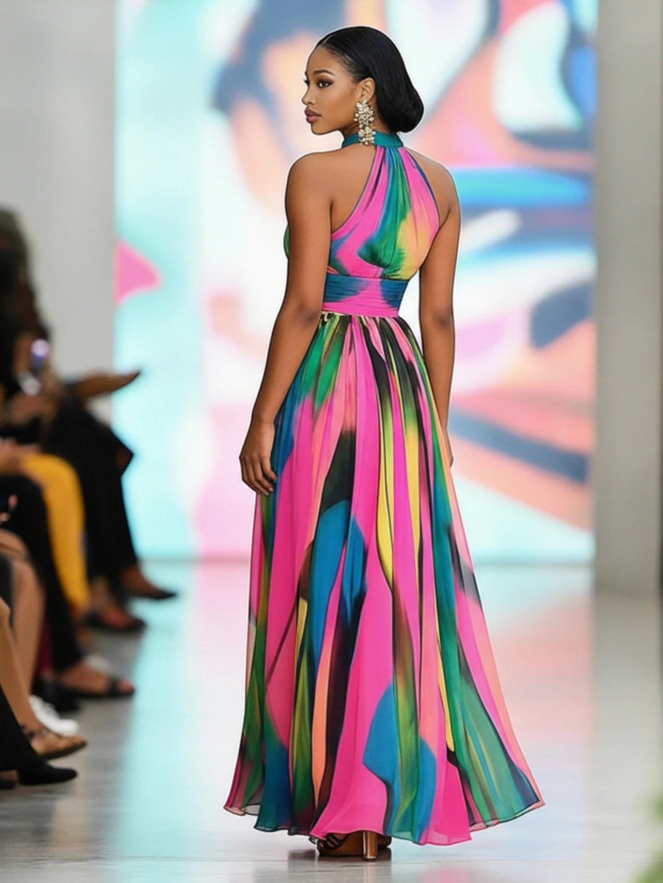 Printed Maxi Dress With High Front Slit