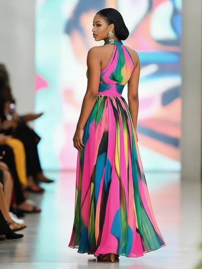 Printed Maxi Dress With High Front Slit