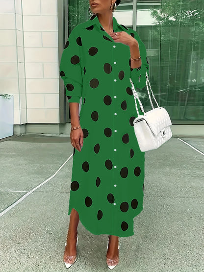 Polka Dot Midi Shirt Dress
