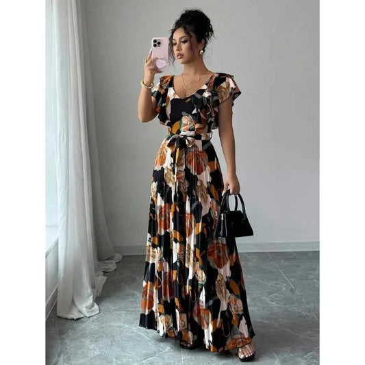V-Neck Ruffle Elegant Dress