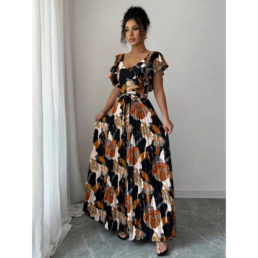 V-Neck Ruffle Elegant Dress
