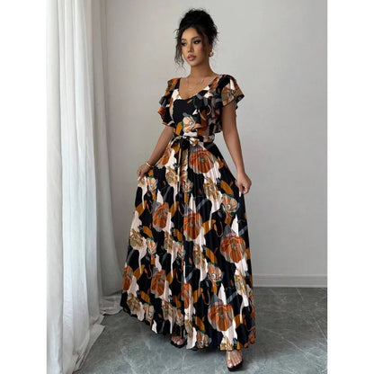 V-Neck Ruffle Elegant Dress