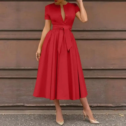 Women Elegant V-Neck Dress