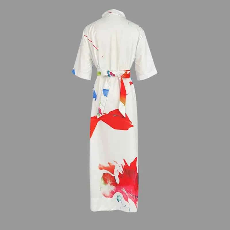 Women's Printed Maxi Shirt Dress