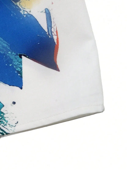 Graffiti Print One Shoulder Elegant Dress