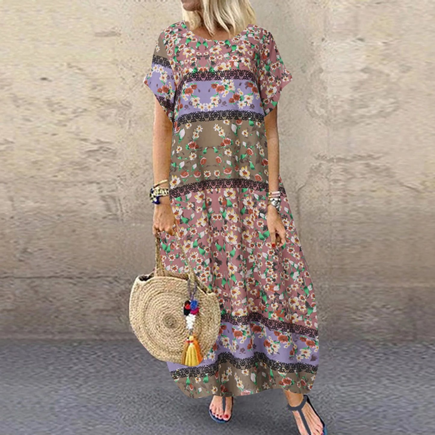 Printed Maxi T Shirt Dress