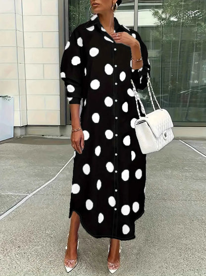 Polka Dot Midi Shirt Dress