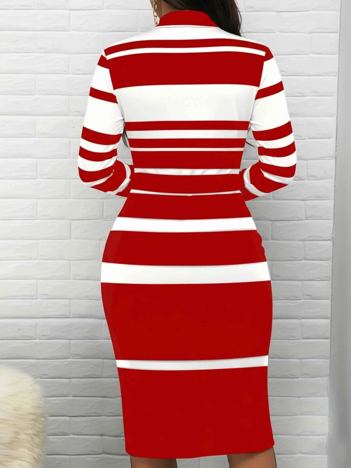Long Sleeve Striped Midi Dress