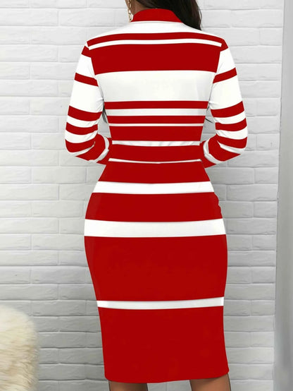 Long Sleeve Striped Midi Dress