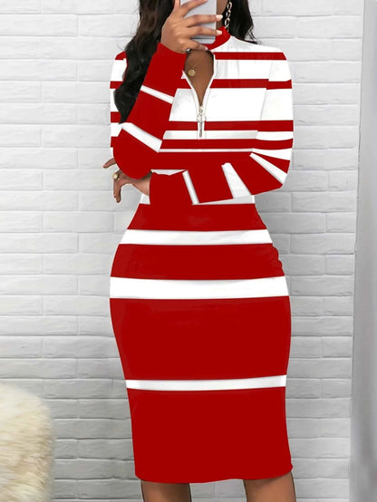 Long Sleeve Striped Midi Dress