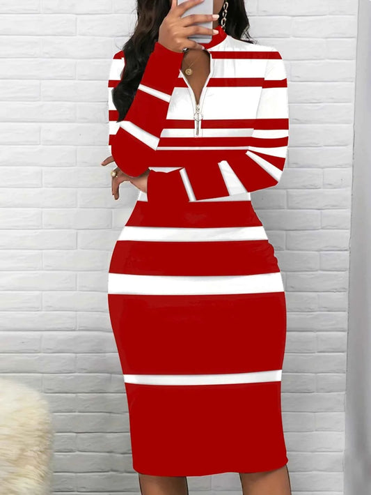 Long Sleeve Striped Midi Dress
