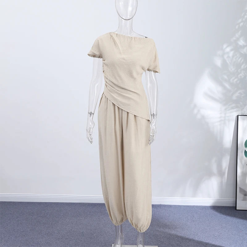 One Shoulder Draped Sleeveless Dress