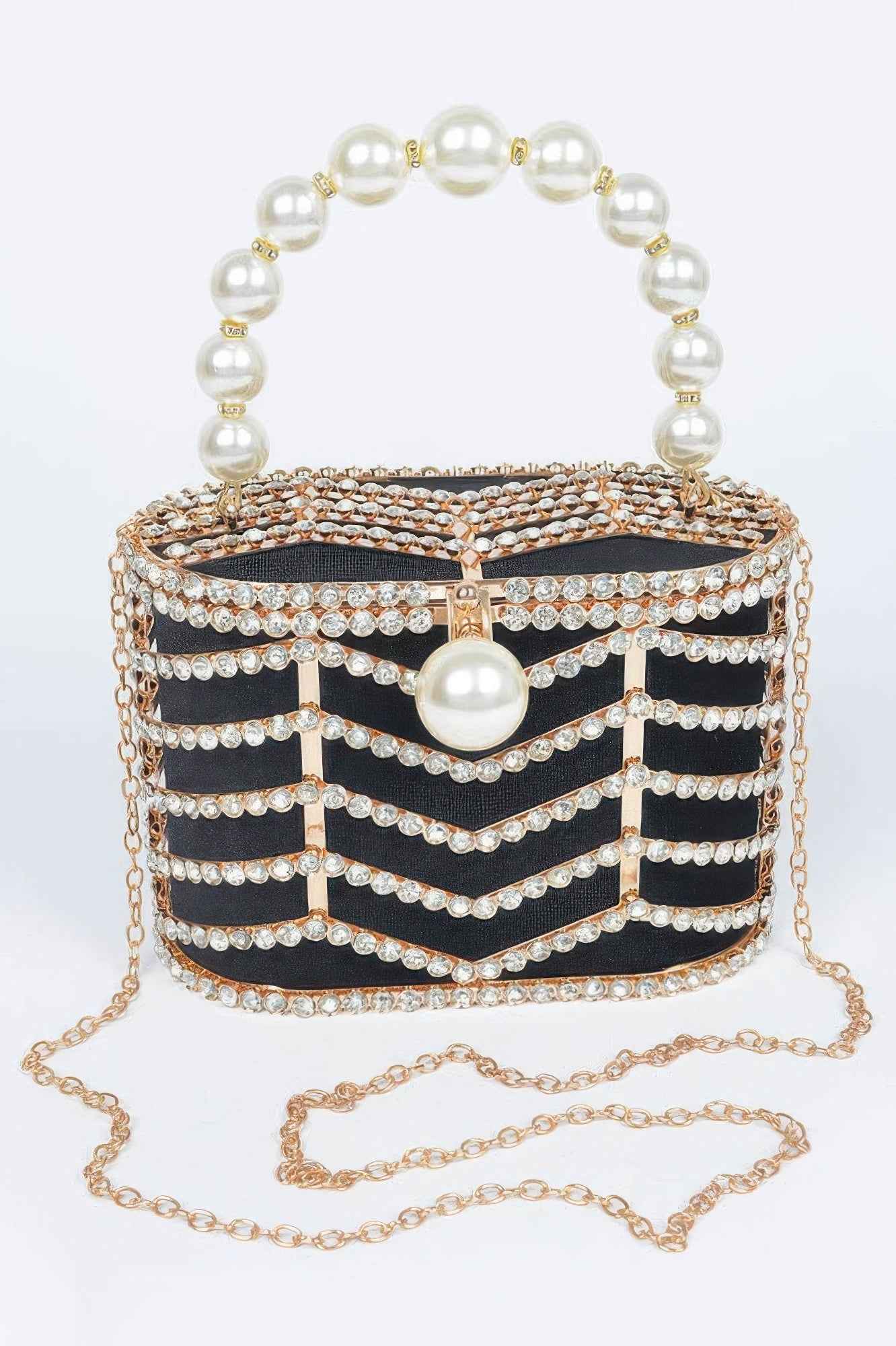 Rhinestone Metal Frame Clutch
