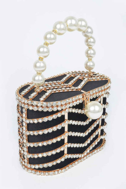 Rhinestone Metal Frame Clutch
