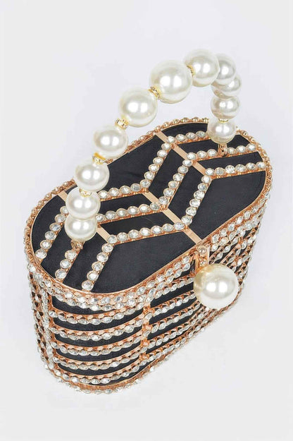 Rhinestone Metal Frame Clutch