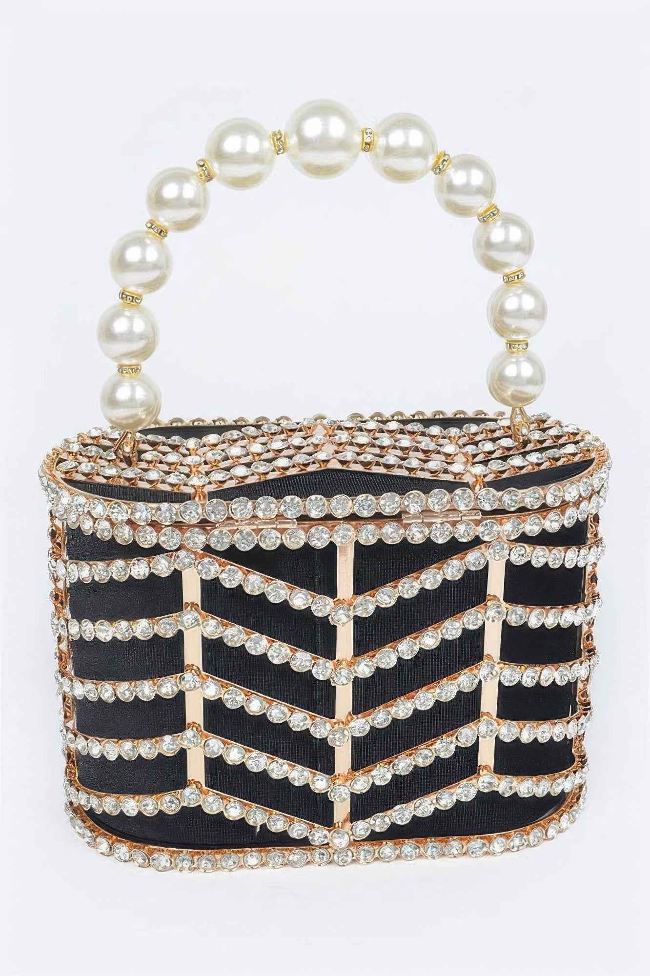 Rhinestone Metal Frame Clutch