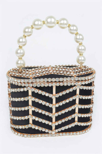 Rhinestone Metal Frame Clutch