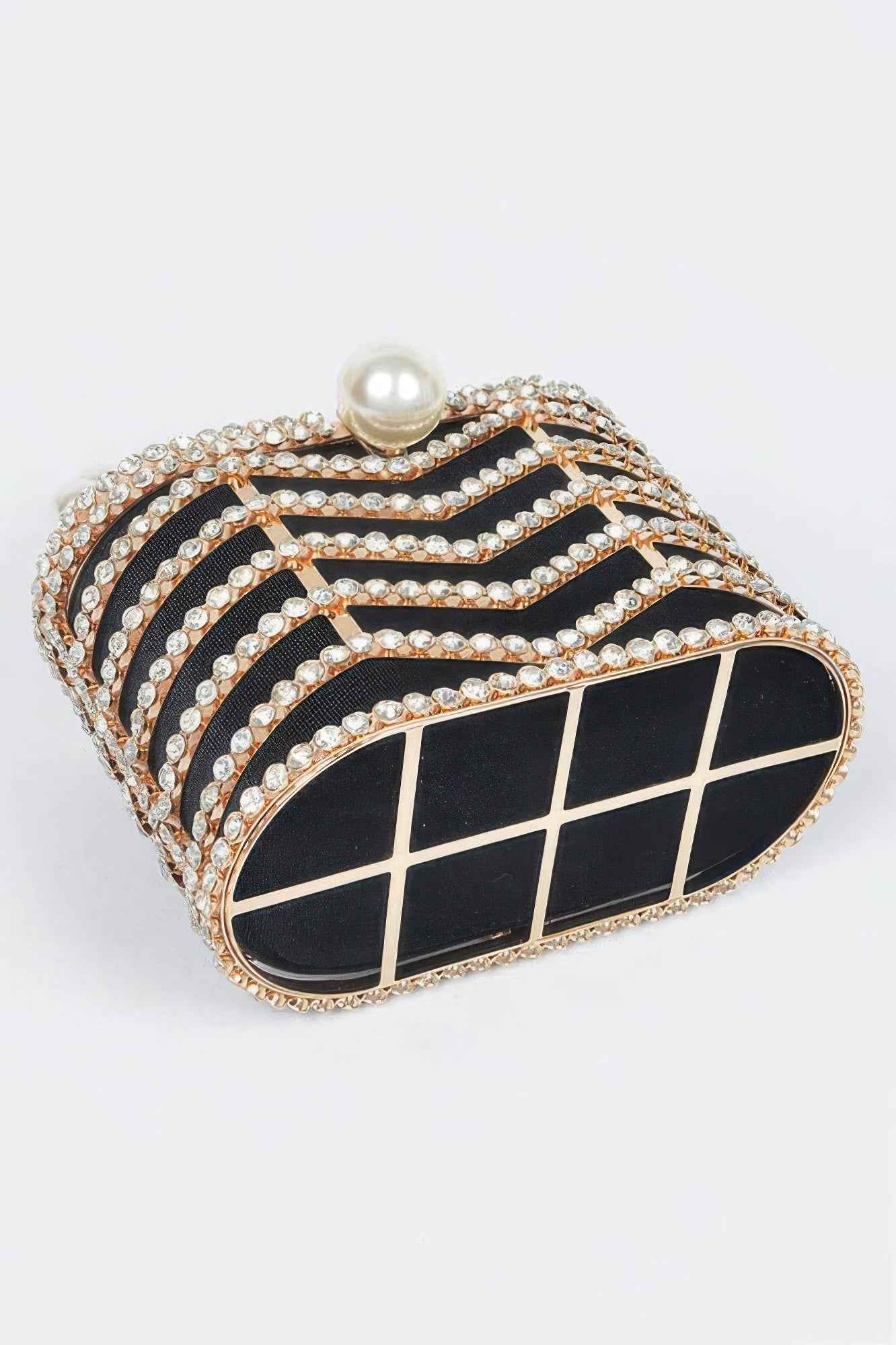 Rhinestone Metal Frame Clutch