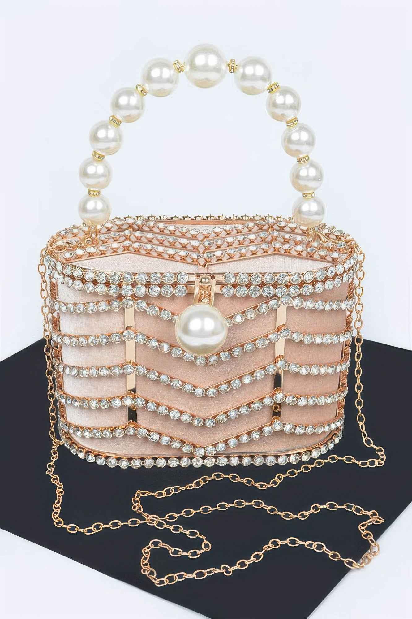 Rhinestone Metal Frame Clutch