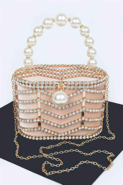 Rhinestone Metal Frame Clutch