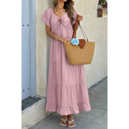 Square Neck Ruffle Hem Dress