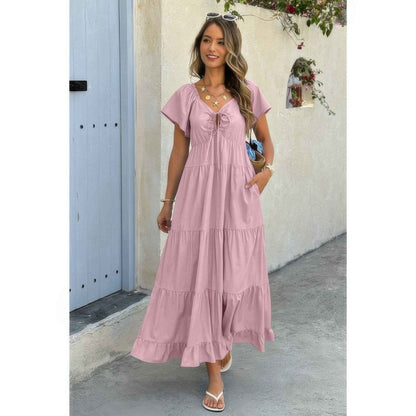 Square Neck Ruffle Hem Dress