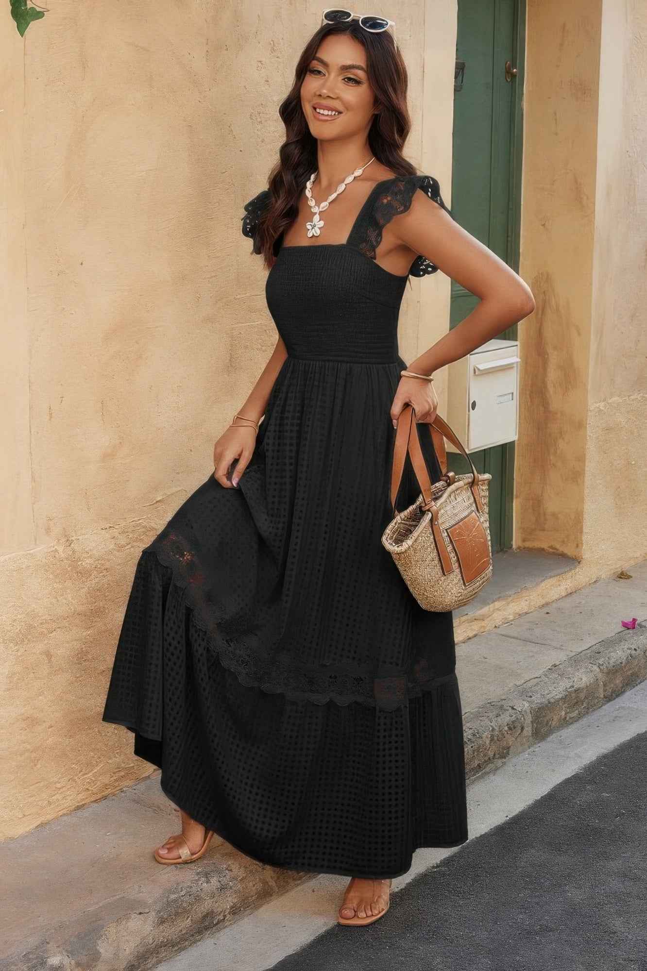 Sleeveless Patchwork Textured Dress