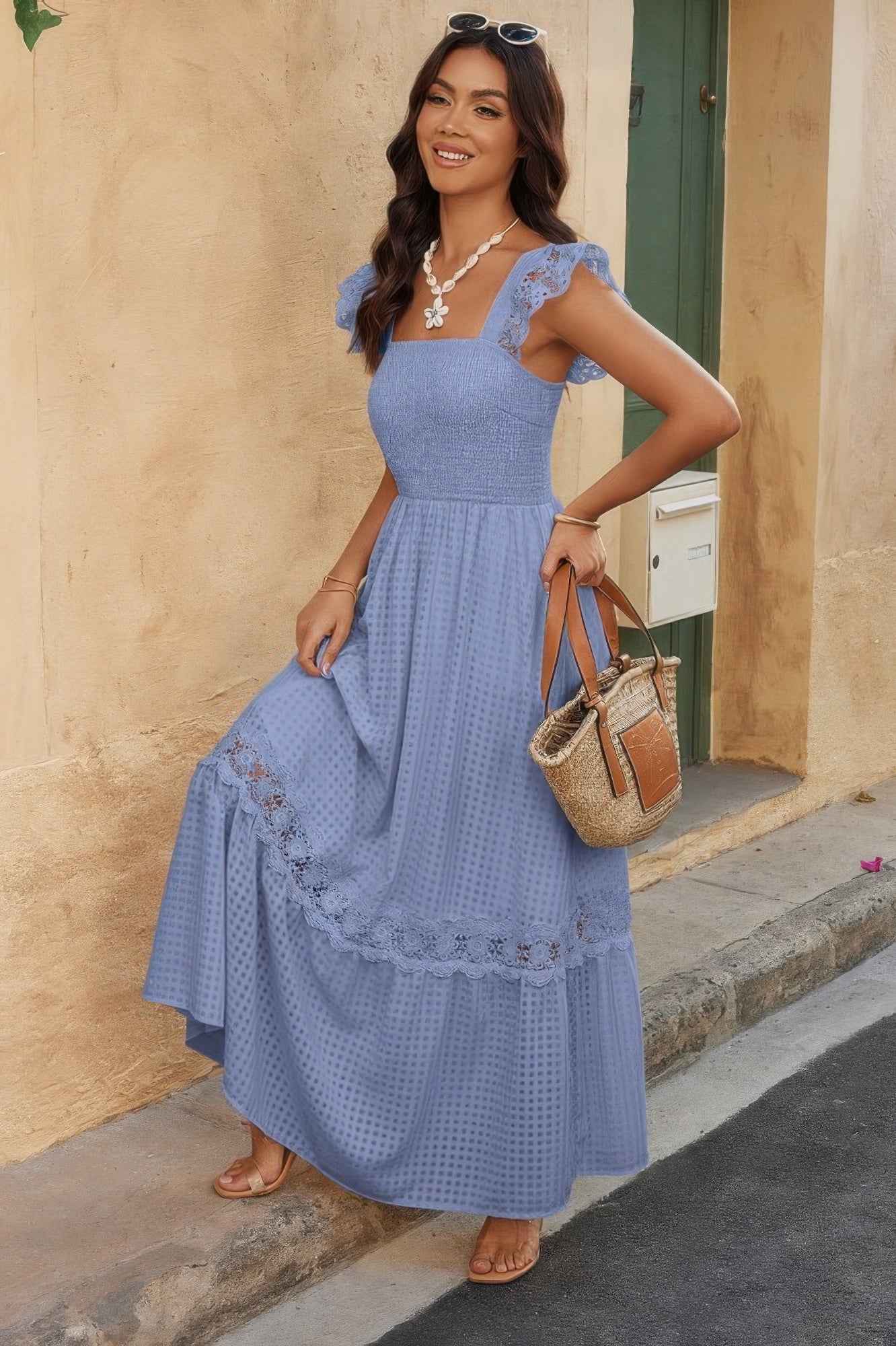 Sleeveless Patchwork Textured Dress