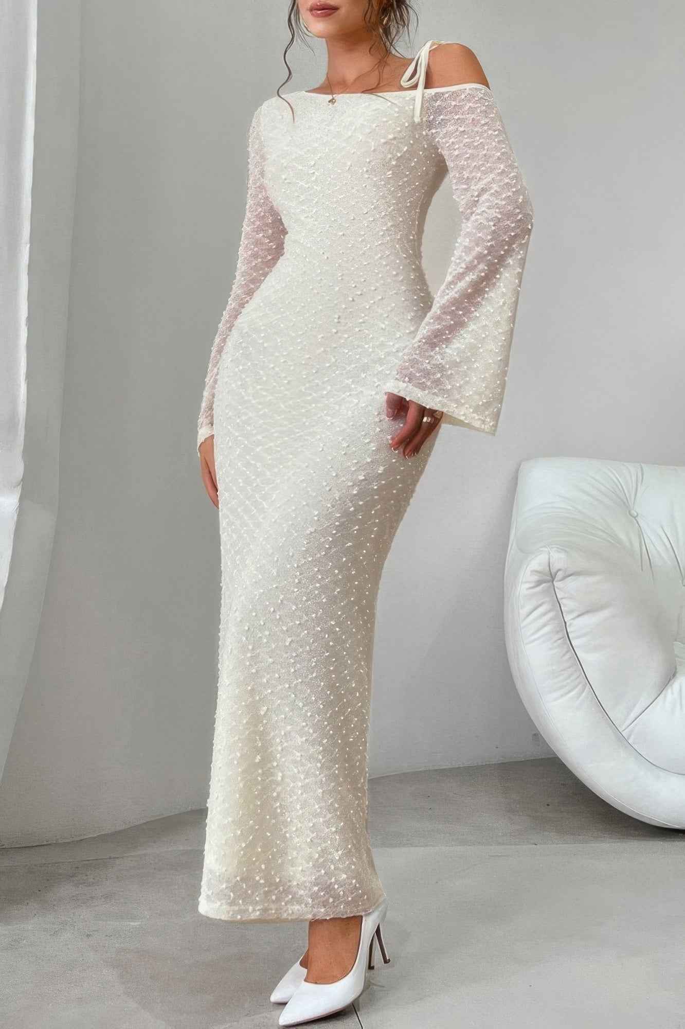 Off Shoulder Long Sleeve Dress