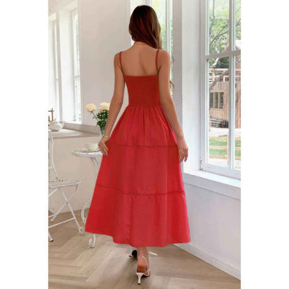 Solid Button Eyelet Dress