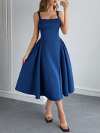 Square Neck Wide Strap Midi Dress - TNT Dress Co.