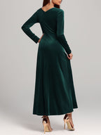 Velvet Square Neck Long Sleeve Dress - TNT Dress Co.