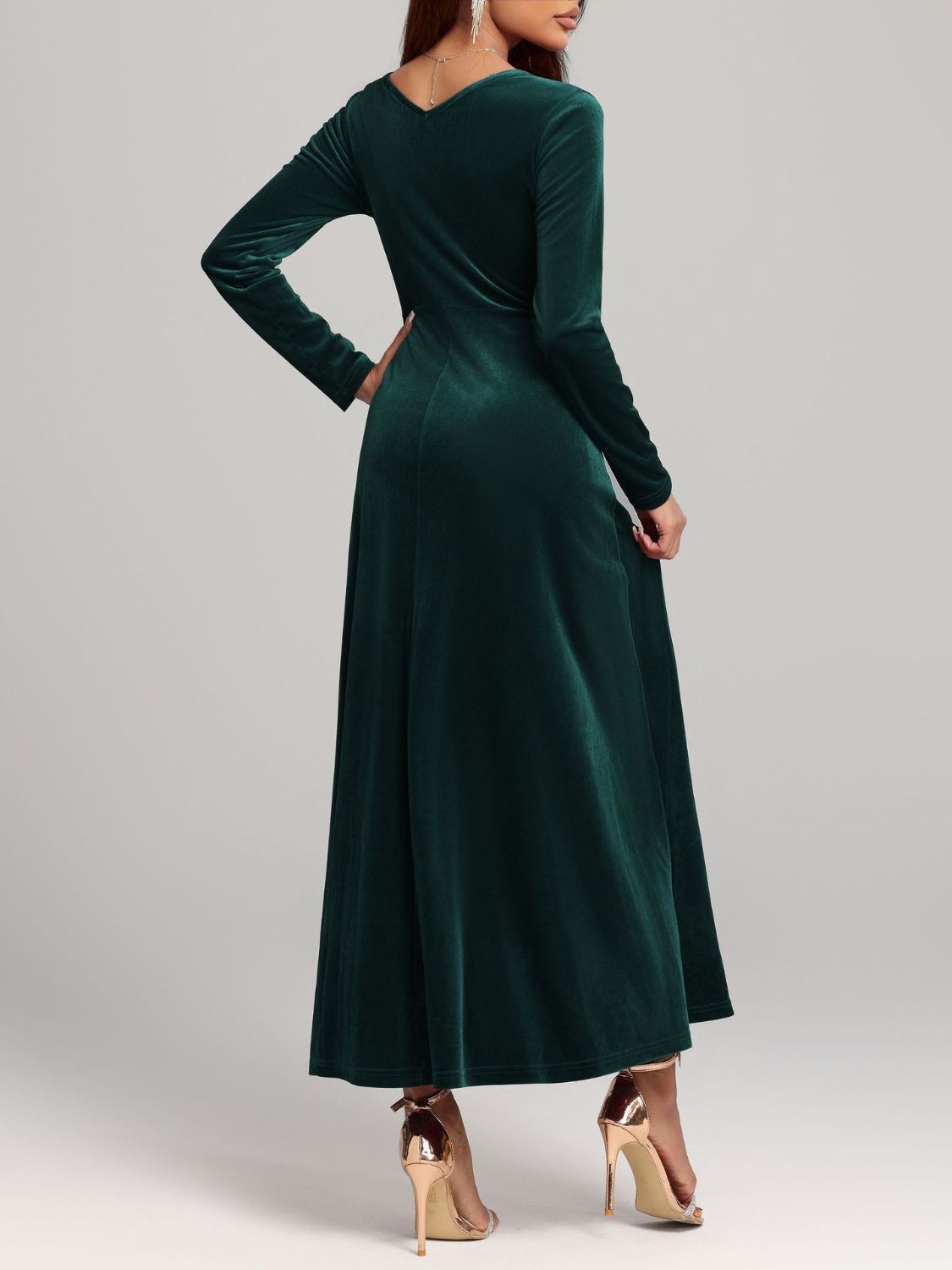 Velvet Square Neck Long Sleeve Dress - TNT Dress Co.