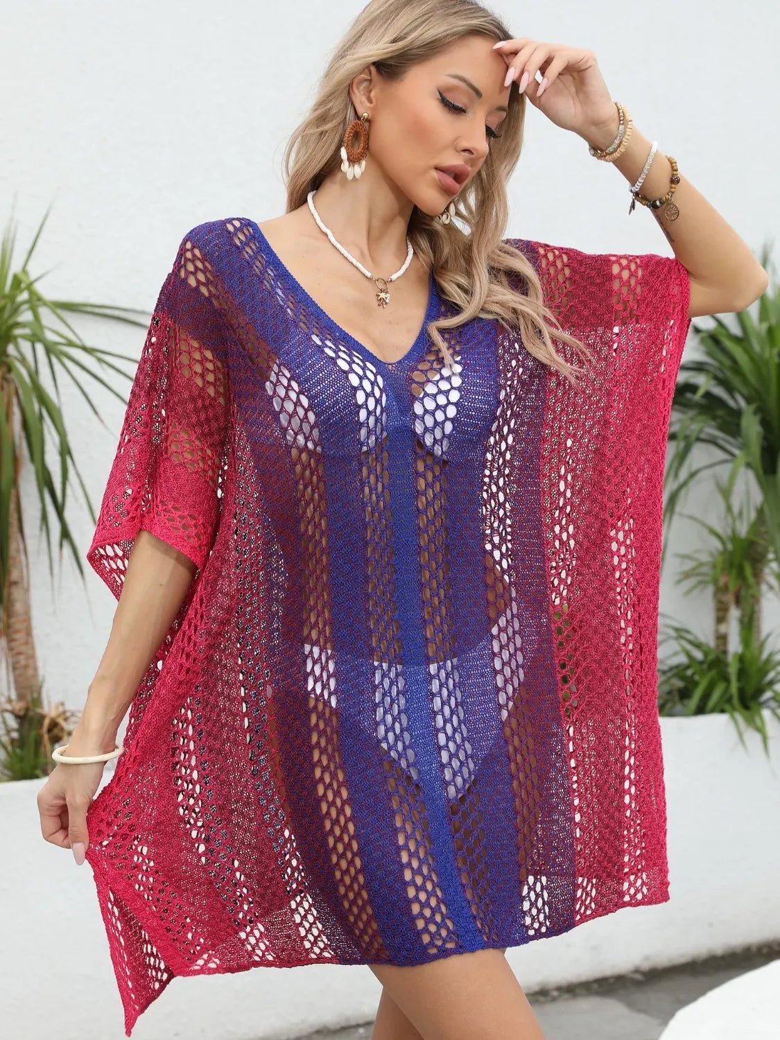 Rainbow Gradient Crochet Beach Cover Up - TNT Dress Co.