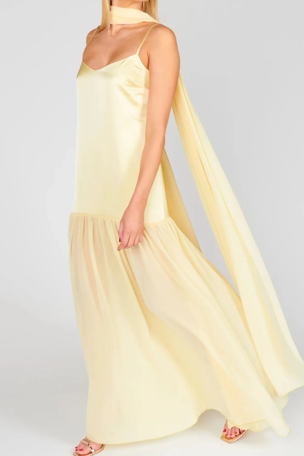 Adjustable Strap Maxi Cami Dress with Scarf - TNT Dress Co.