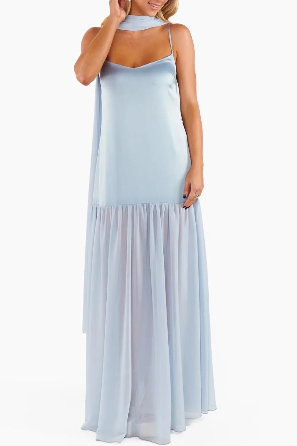Adjustable Strap Maxi Cami Dress with Scarf - TNT Dress Co.