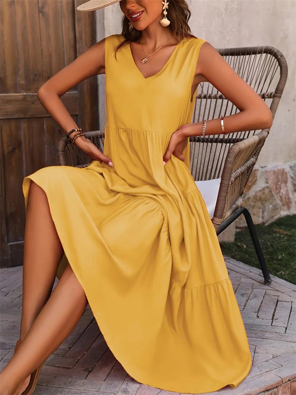 V - Neck Sleeveless Dress - The Nicole - Tayan Dress Co.