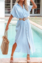 Button Down Short Sleeve Shirt Dress - TNT Dress Co.