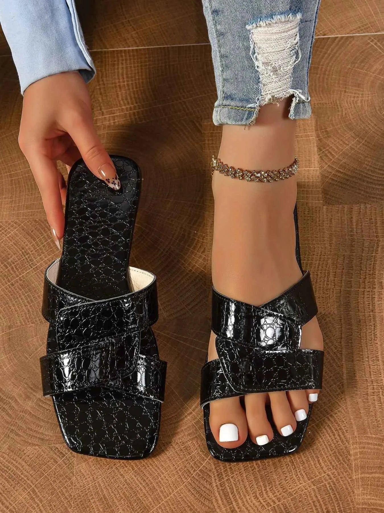 Open Toe Flats Slippers