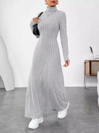 Ribbed Turtleneck Long Sleeve Maxi Knit Dress - The Nicole - Tayan Dress Co.