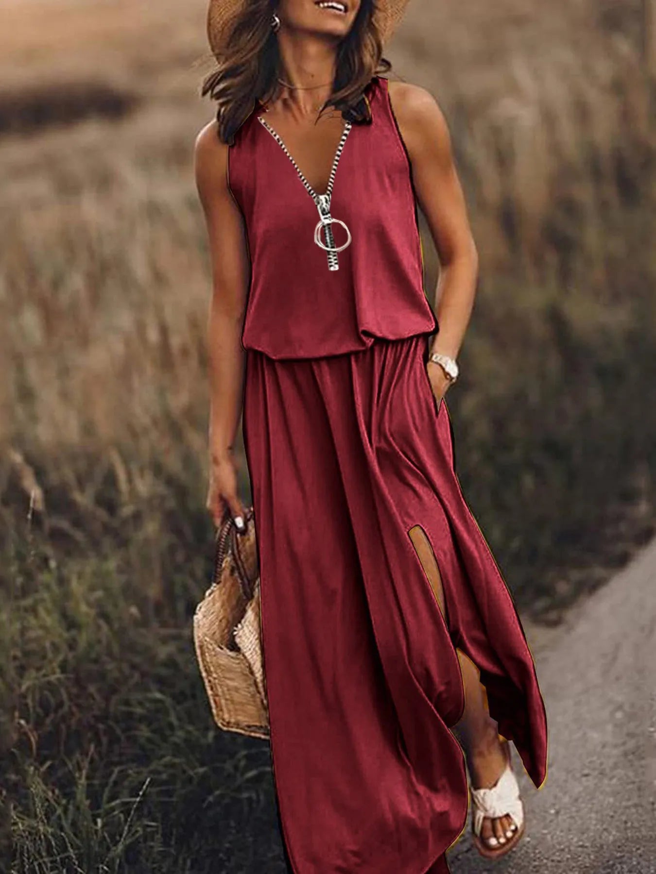 Maxi Dress with Side Slit - The Nicole - Tayan Dress Co.