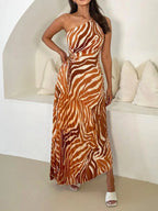 Printed One Shoulder Asymmetrical Maxi Dress - TNT Dress Co.