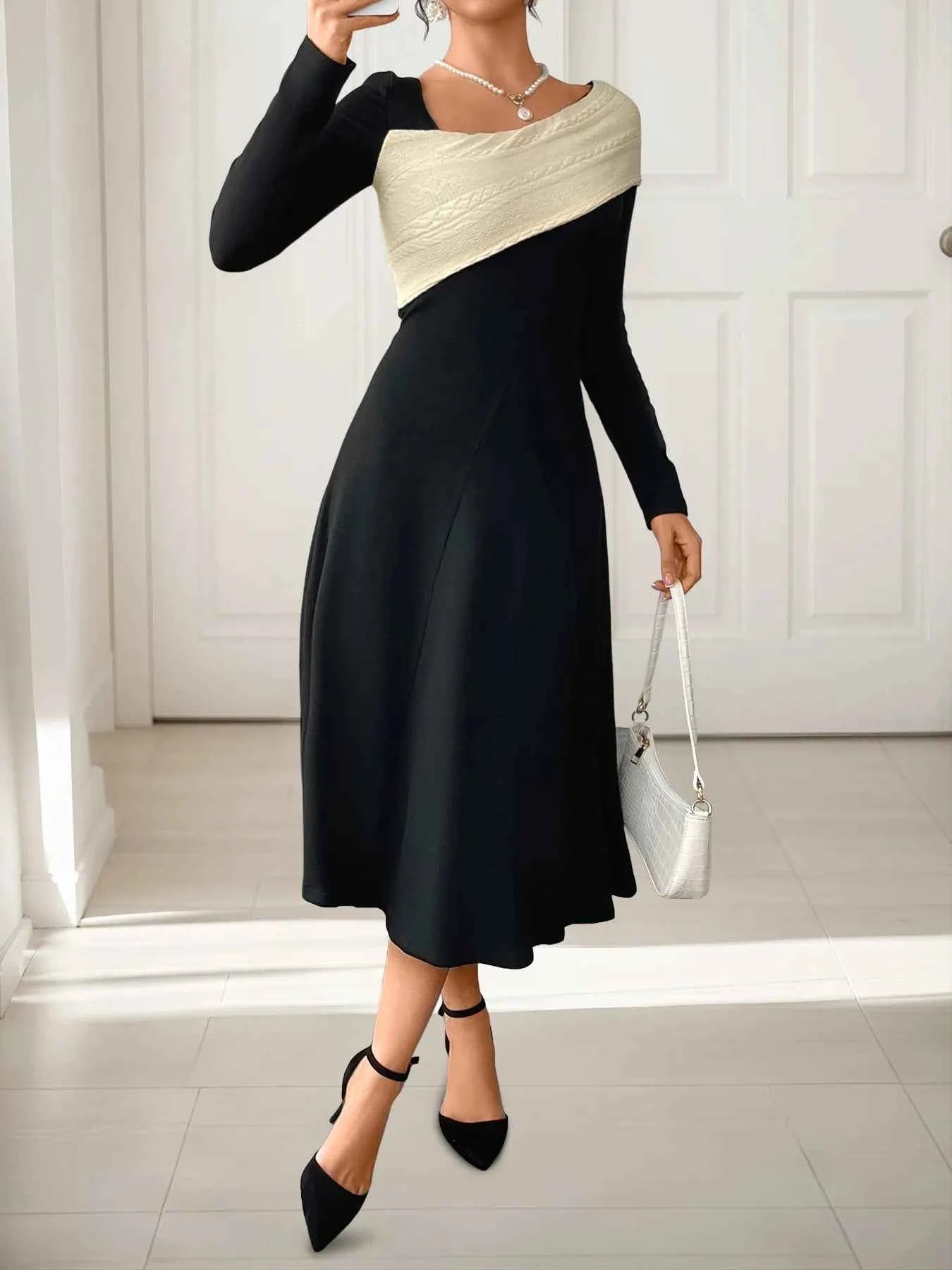 Asymmetrical Long Sleeve Dress