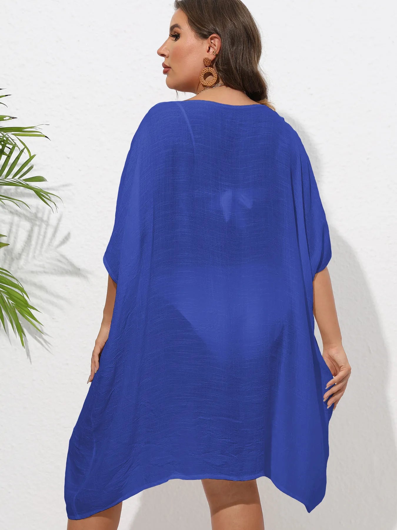 Crochet Trim V - Neck Beach Cover Up Dress - TNT Dress Co.