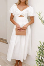Sweetheart Neck Puff Sleeve Dress - TNT Dress Co.
