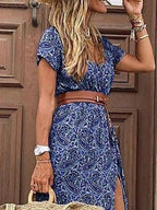 V - Neck Short Sleeve Maxi Dress - The Nicole - Tayan Dress Co.